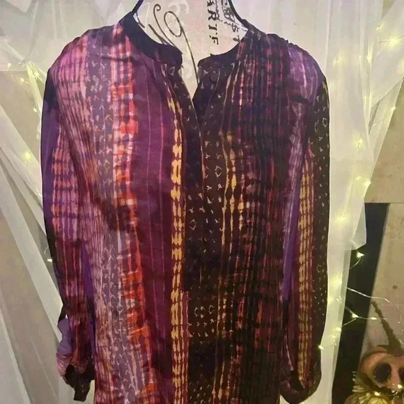 a.n.a A New Approach women’s Sierra Stripe Purple Blouse. New with Tags. Large. - Picture 1 of 9